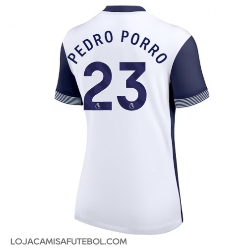 Camisa de Futebol Tottenham Hotspur Pedro Porro #23 Equipamento Principal Mulheres 2024-25 Manga Curta